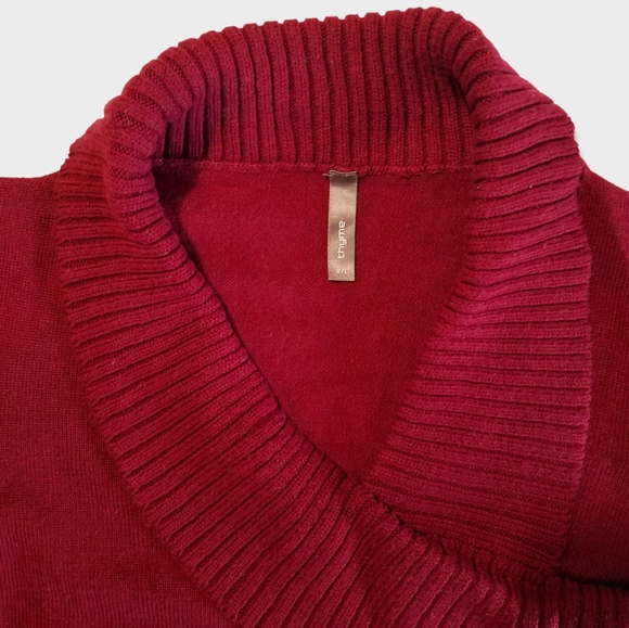 Thyme Maternity Red Rib Knit Sweater, Large - Picture 4 of 5
